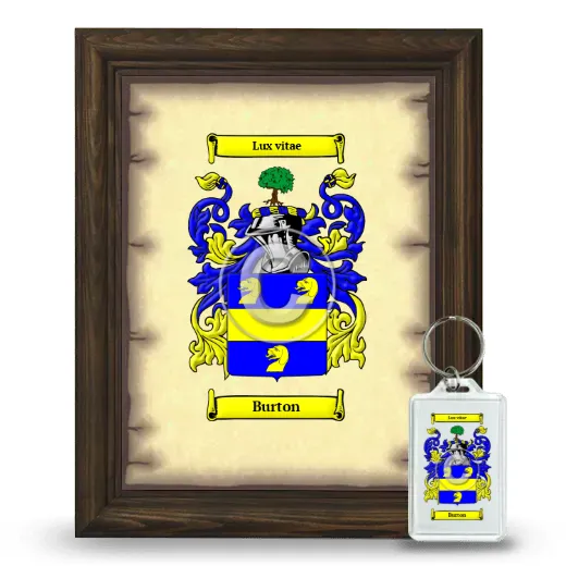Burton Framed Coat of Arms and Keychain - Brown