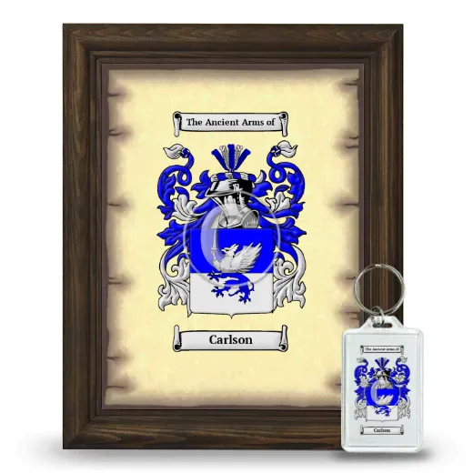 Carlson Framed Coat of Arms and Keychain - Brown