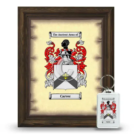 Carver Framed Coat of Arms and Keychain - Brown