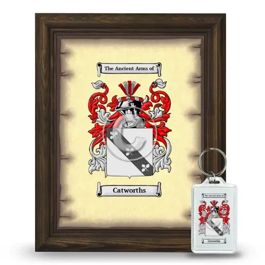 Catworths Framed Coat of Arms and Keychain - Brown