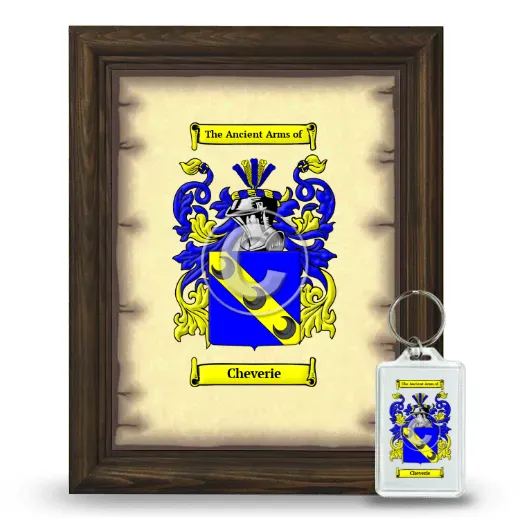 Cheverie Framed Coat of Arms and Keychain - Brown
