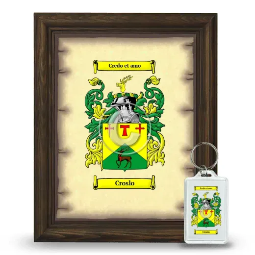 Croslo Framed Coat of Arms and Keychain - Brown