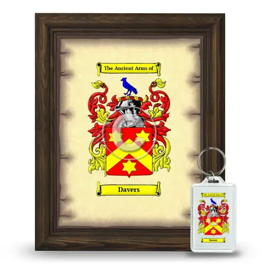 Davers Framed Coat of Arms and Keychain - Brown