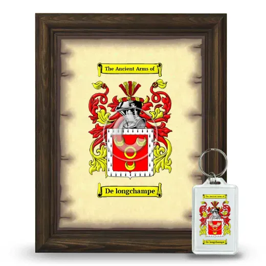 De longchampe Framed Coat of Arms and Keychain - Brown