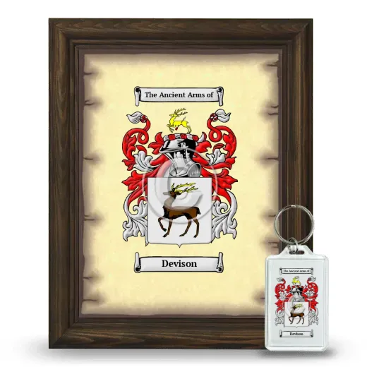 Devison Framed Coat of Arms and Keychain - Brown