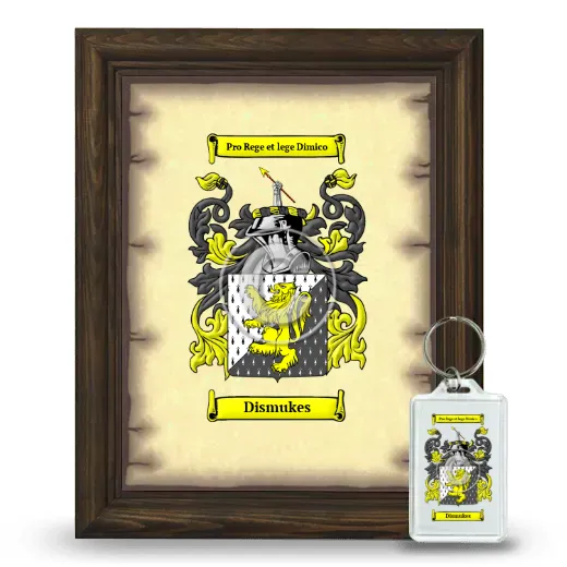 Dismukes Framed Coat of Arms and Keychain - Brown