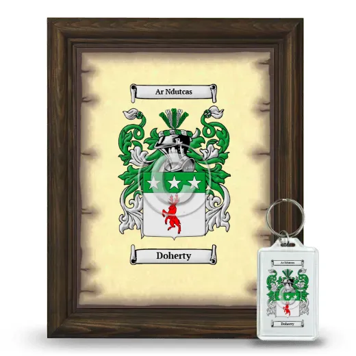 Doherty Framed Coat of Arms and Keychain - Brown