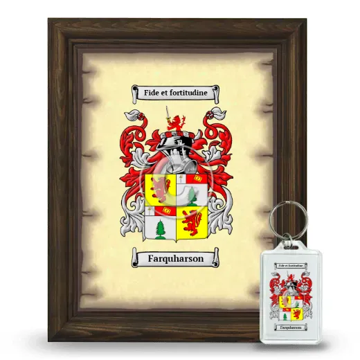 Farquharson Framed Coat of Arms and Keychain - Brown