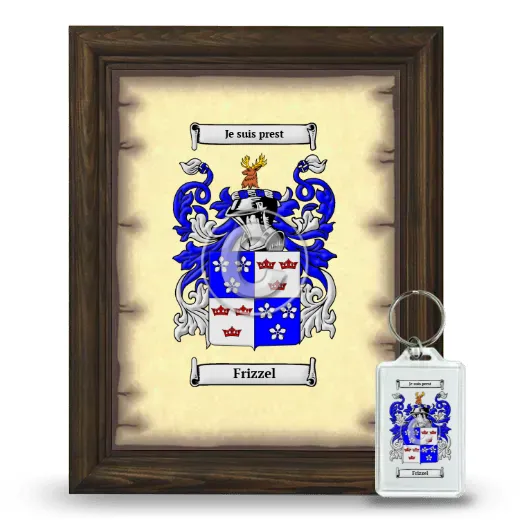 Frizzel Framed Coat of Arms and Keychain - Brown