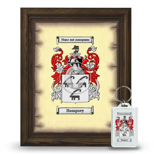 Hampsey Framed Coat of Arms and Keychain - Brown