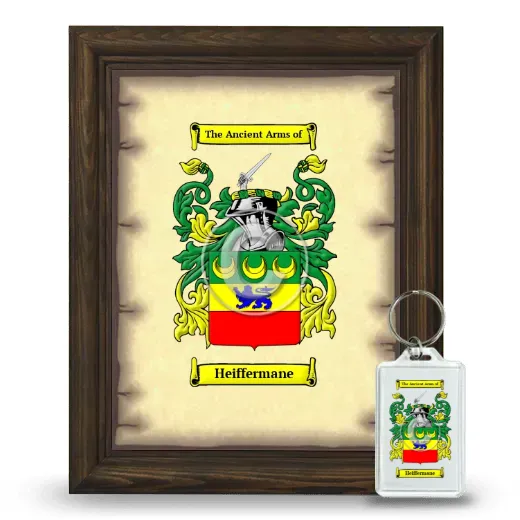 Heiffermane Framed Coat of Arms and Keychain - Brown