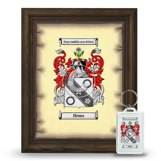 Hems Framed Coat of Arms and Keychain - Brown