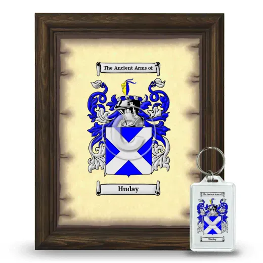 Huday Framed Coat of Arms and Keychain - Brown