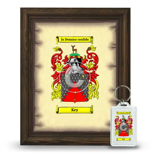 Key Framed Coat of Arms and Keychain - Brown