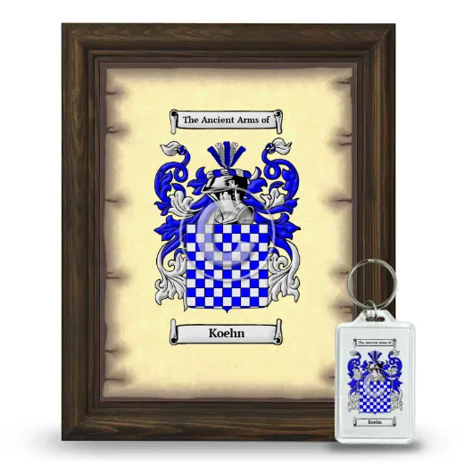 Koehn Framed Coat of Arms and Keychain - Brown