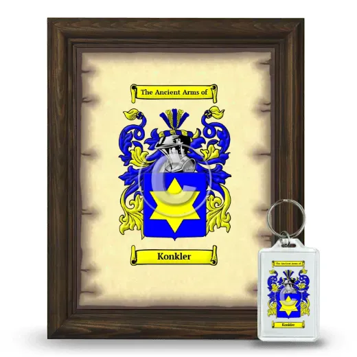 Konkler Framed Coat of Arms and Keychain - Brown