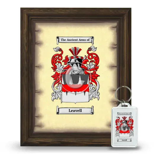 Leavell Framed Coat of Arms and Keychain - Brown