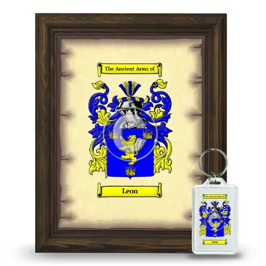 Leon Framed Coat of Arms and Keychain - Brown