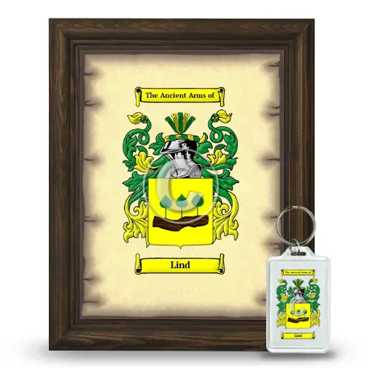 Lind Framed Coat of Arms and Keychain - Brown