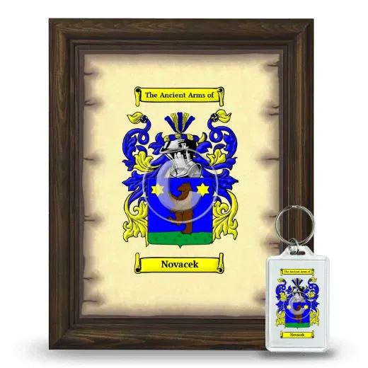Novacek Framed Coat of Arms and Keychain - Brown
