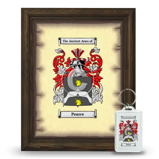 Pearce Framed Coat of Arms and Keychain - Brown