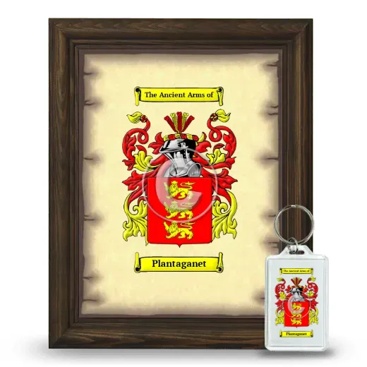 Plantaganet Framed Coat of Arms and Keychain - Brown