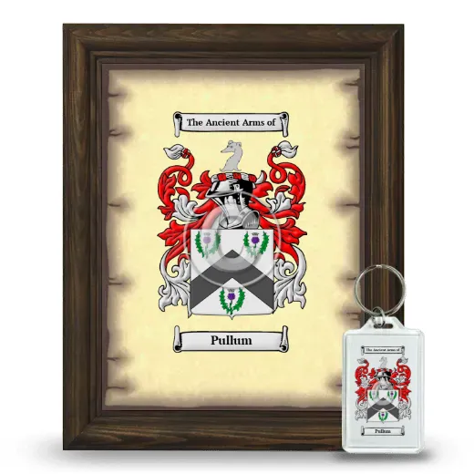 Pullum Framed Coat of Arms and Keychain - Brown