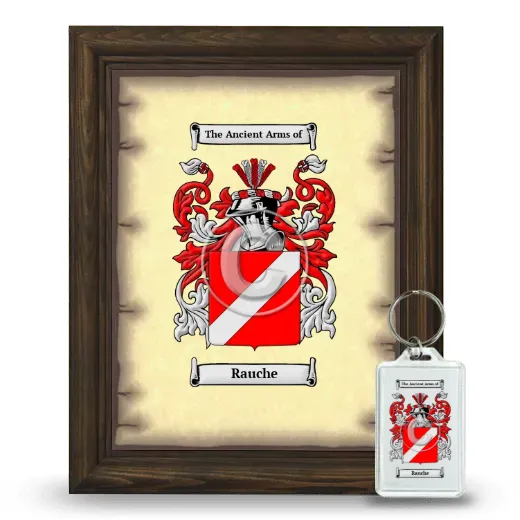 Rauche Framed Coat of Arms and Keychain - Brown