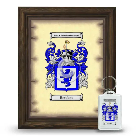 Rendon Framed Coat of Arms and Keychain - Brown