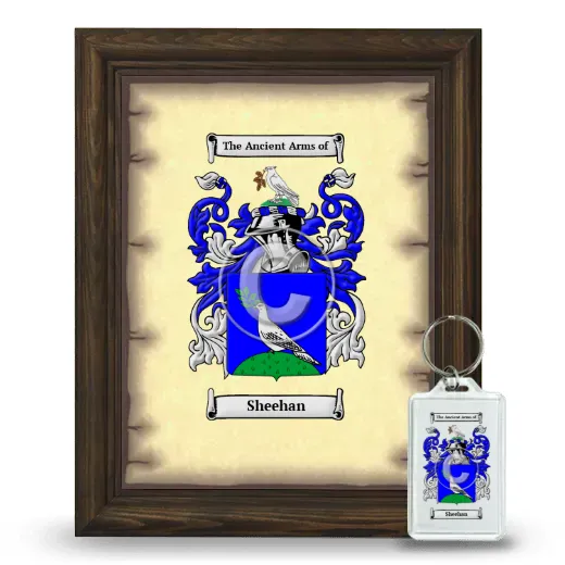 Sheehan Framed Coat of Arms and Keychain - Brown
