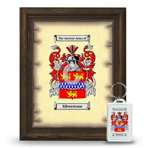 Silverstone Framed Coat of Arms and Keychain - Brown