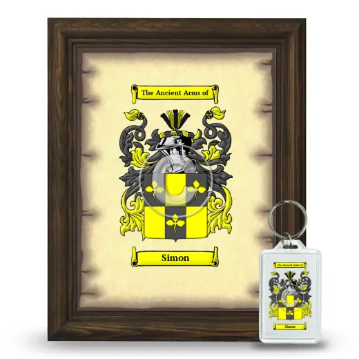 Simon Framed Coat of Arms and Keychain - Brown