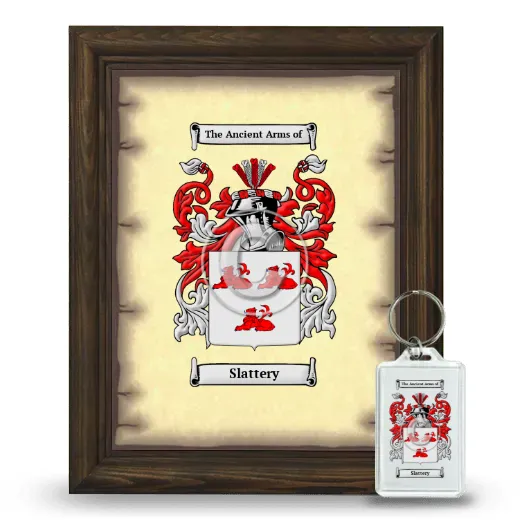 Slattery Framed Coat of Arms and Keychain - Brown