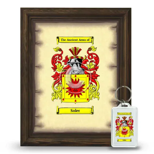 Soler Framed Coat of Arms and Keychain - Brown