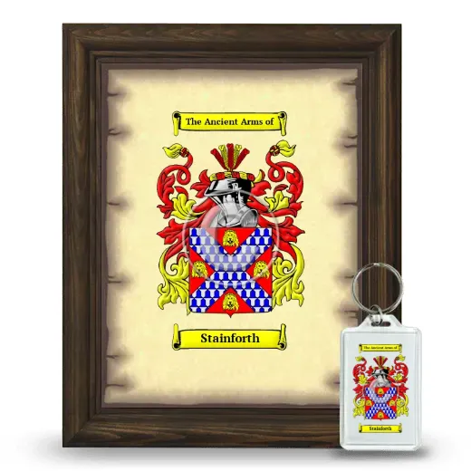 Stainforth Framed Coat of Arms and Keychain - Brown