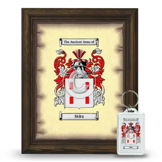 Stitz Framed Coat of Arms and Keychain - Brown