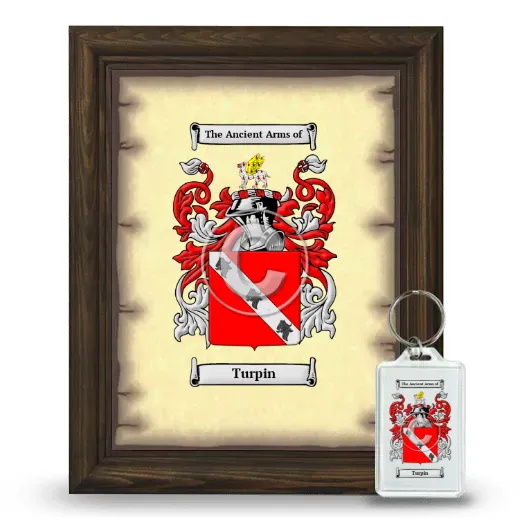 Turpin Framed Coat of Arms and Keychain - Brown