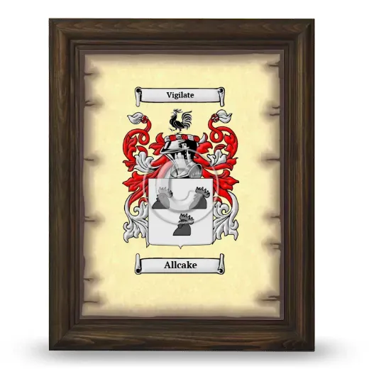 Allcake Coat of Arms Framed - Brown