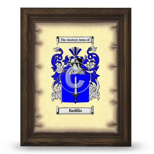 Badillo Coat of Arms Framed - Brown