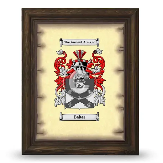 Baker Coat of Arms Framed - Brown
