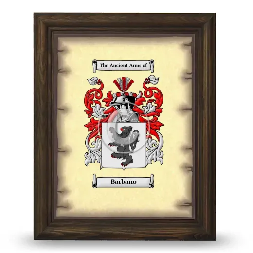 Barbano Coat of Arms Framed - Brown