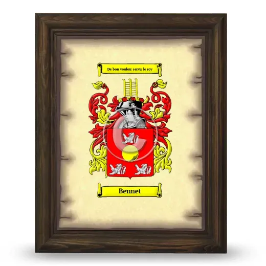 Bennet Coat of Arms Framed - Brown