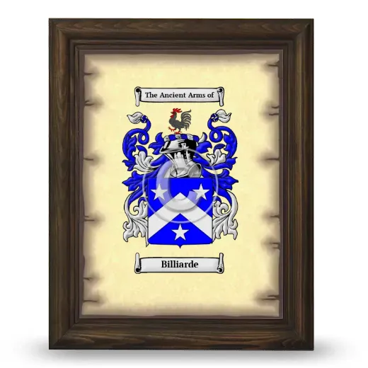 Billiarde Coat of Arms Framed - Brown