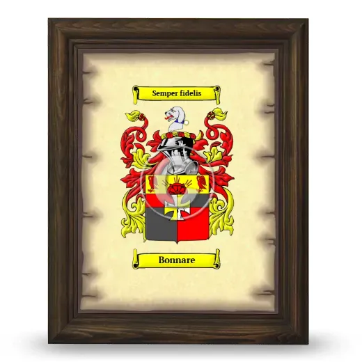 Bonnare Coat of Arms Framed - Brown