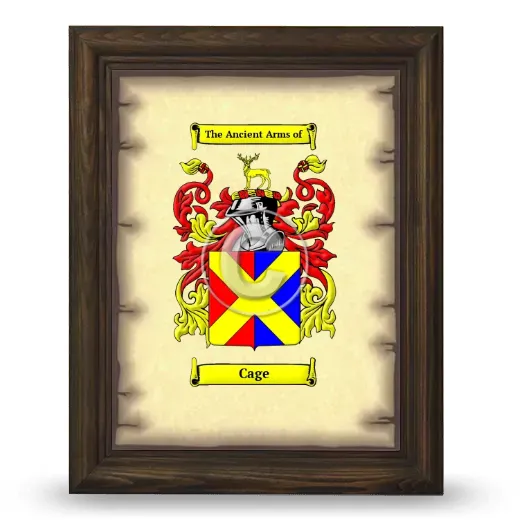 Cage Coat of Arms Framed - Brown