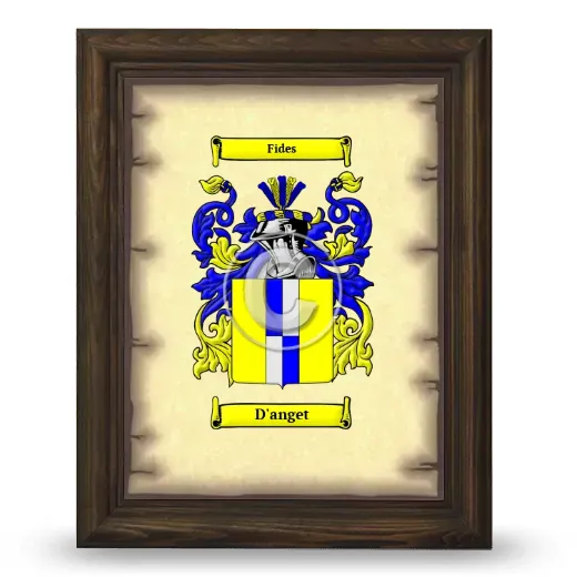 D'anget Coat of Arms Framed - Brown