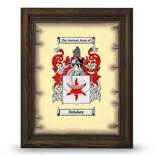 Delahey Coat of Arms Framed - Brown