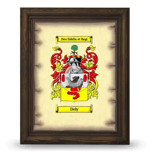 Dely Coat of Arms Framed - Brown