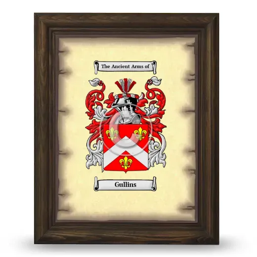 Gullins Coat of Arms Framed - Brown