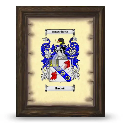 Haslett Coat of Arms Framed - Brown